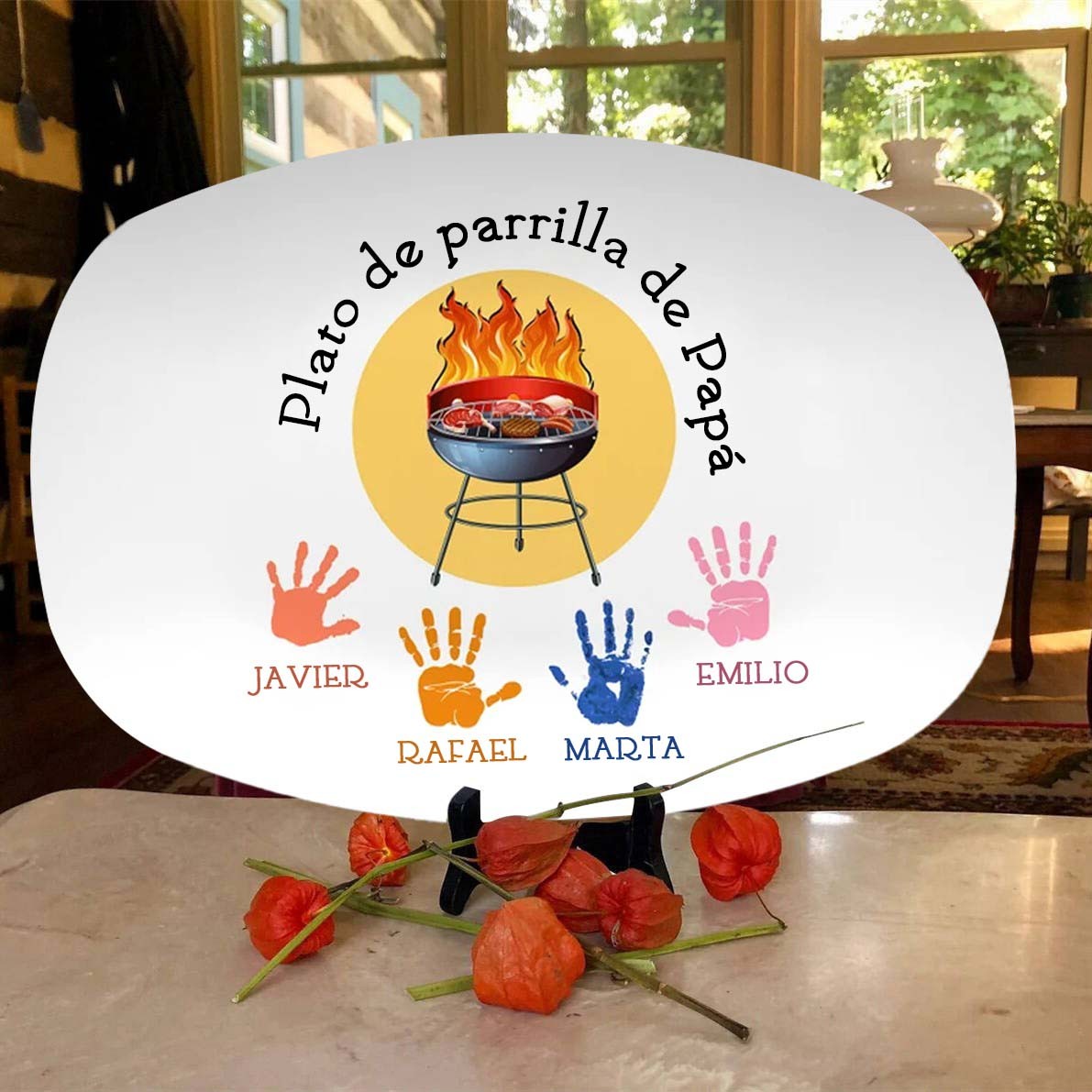 Plato para asar a la parrilla personalizado de papá Regalo para el Día del Padre