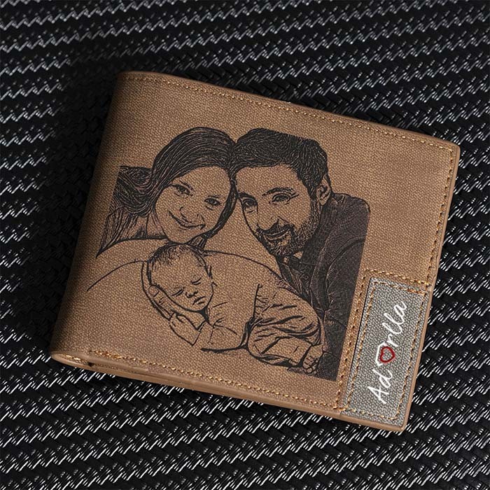 Cartera de cuero con foto personalizada para regalo del día del padre