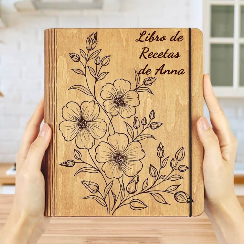 Libro de recetas de madera familiar personalizado Regalo del día de Navidad