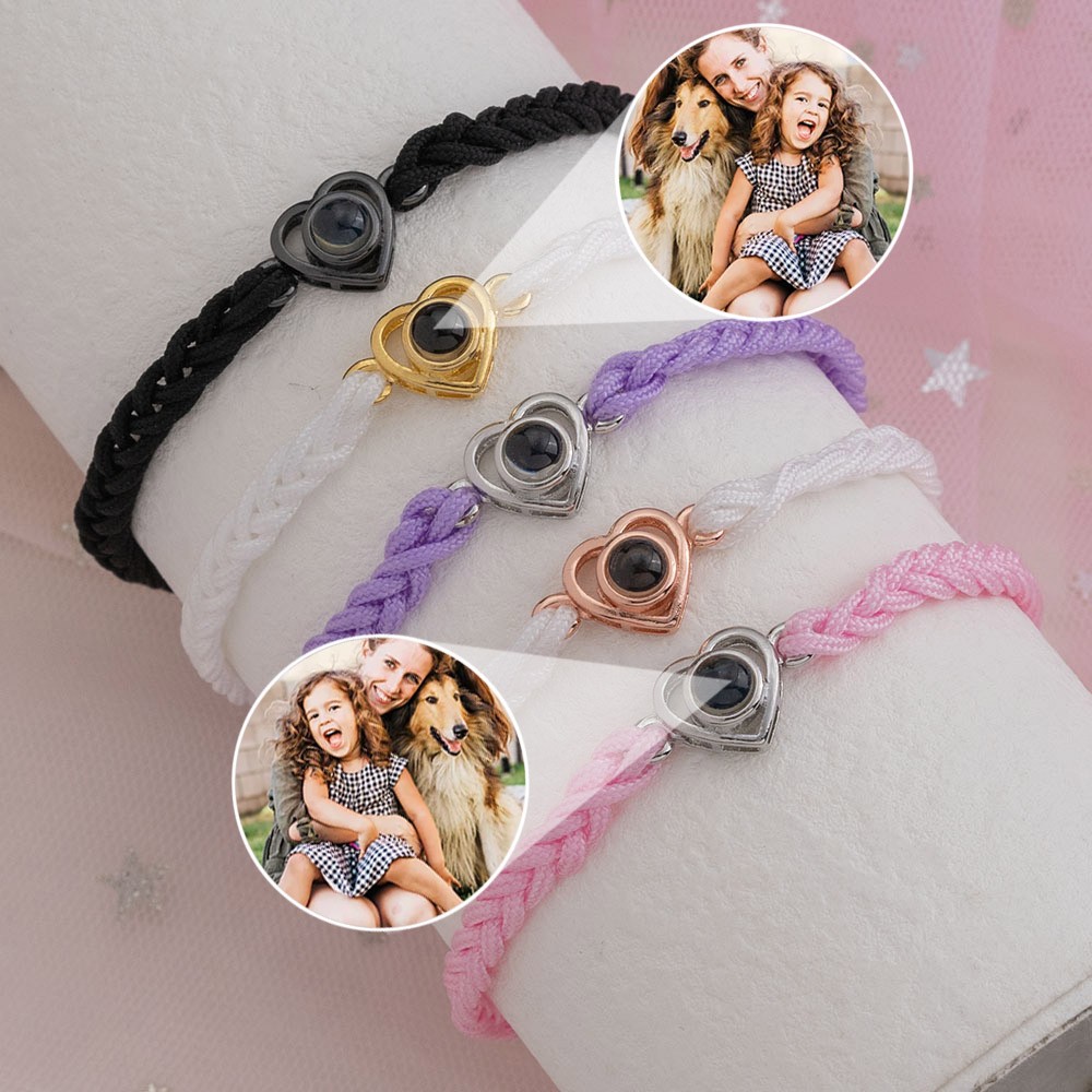Pulsera personalizada con proyección de fotos de corazón de mamá, regalo de Navidad para abuela mamá