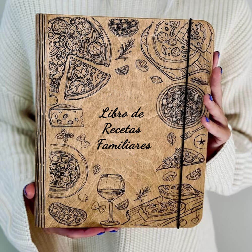 Libro de recetas de madera familiar personalizado Regalo del día de Navidad