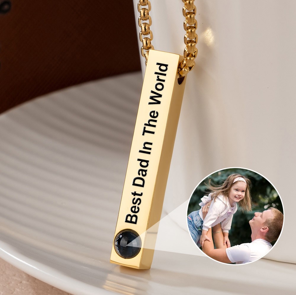 Collar de barra de proyección de fotos personalizado con imagen en el interior para regalo de papá y abuelo para el día del padre