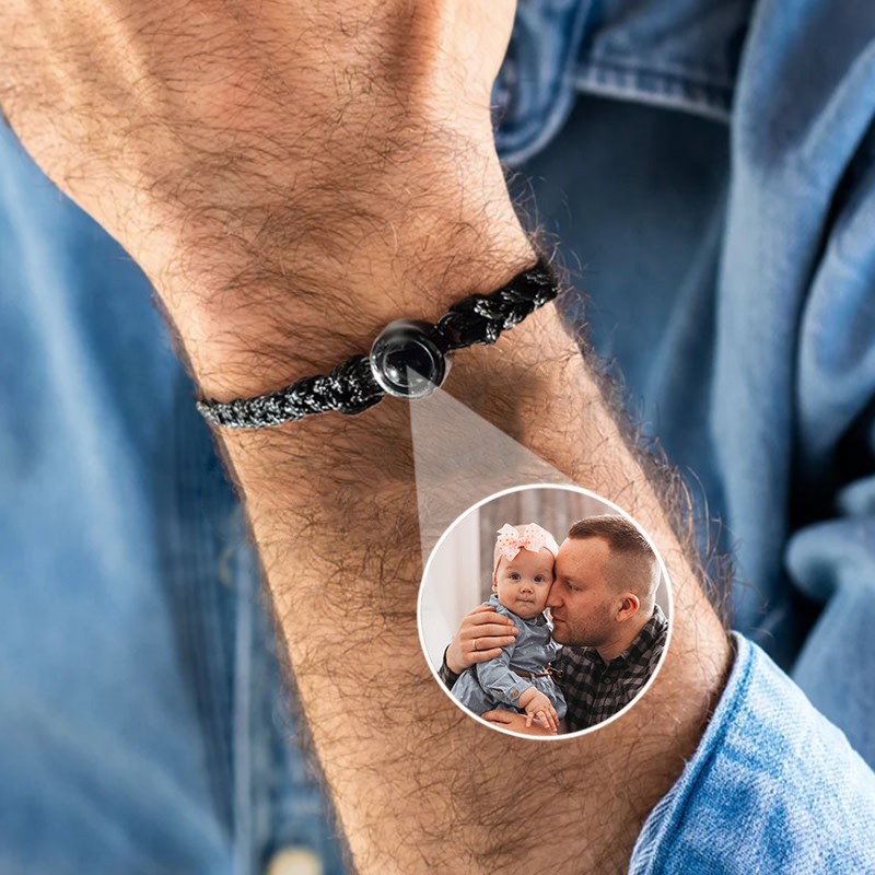 Pulsera de proyección de fotos personalizada para hombres con imagen en el interior, regalo para papá, abuelo, regalos del día del padre
