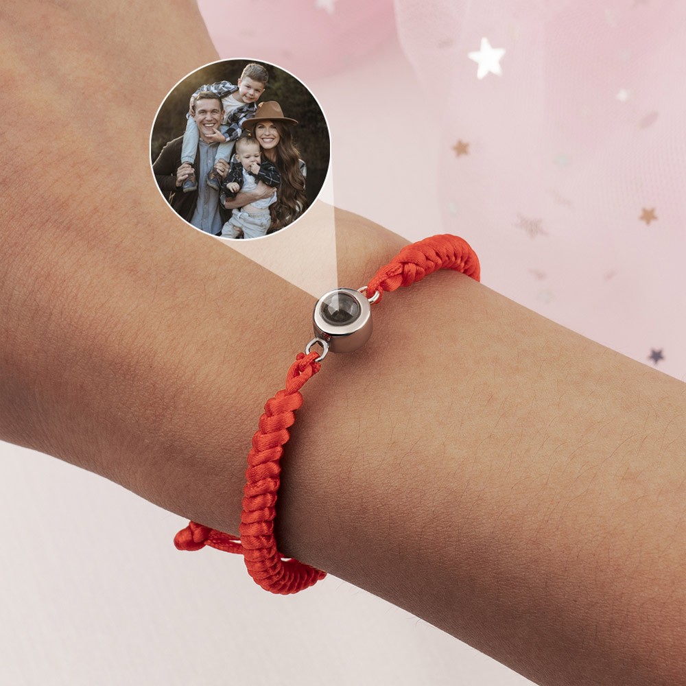 Pulsera de proyección fotográfica conmemorativa de cuerda trenzada personalizada