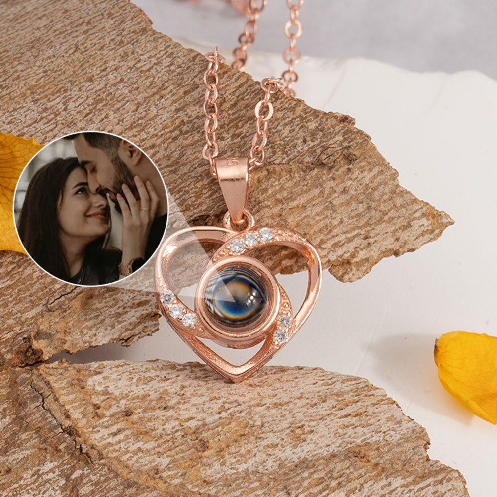 Collar personalizado con proyección de fotos de corazón, regalo para parejas, aniversario
