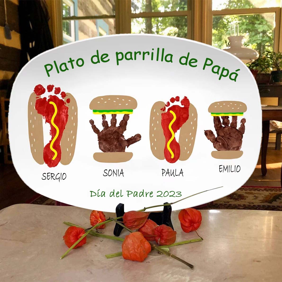 Plato para asar a la parrilla personalizado de papá Regalo para el Día del Padre