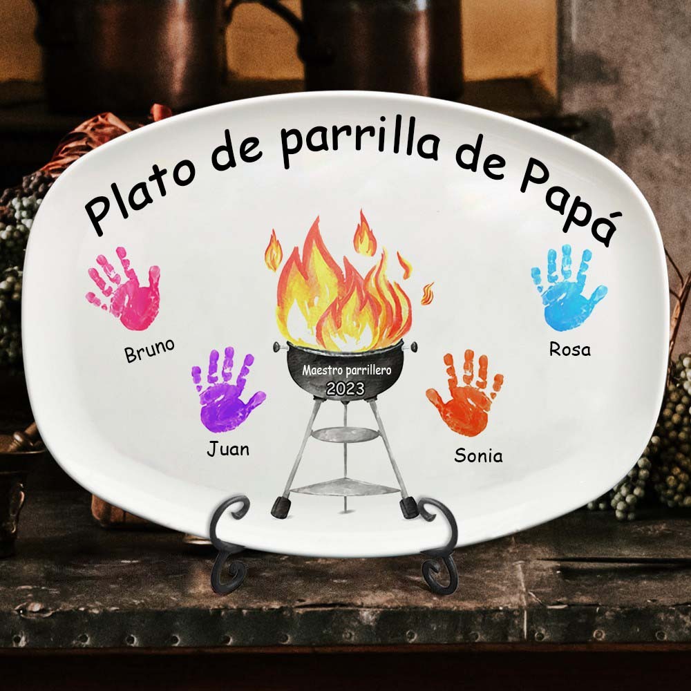 Plato para asar a la parrilla personalizado de papá Regalo para el Día del Padre