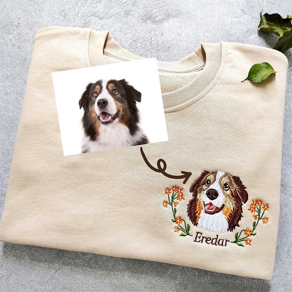 Sudadera bordada personalizada con la cara y el nombre de tu mascota Regalo para amantes de las mascotas