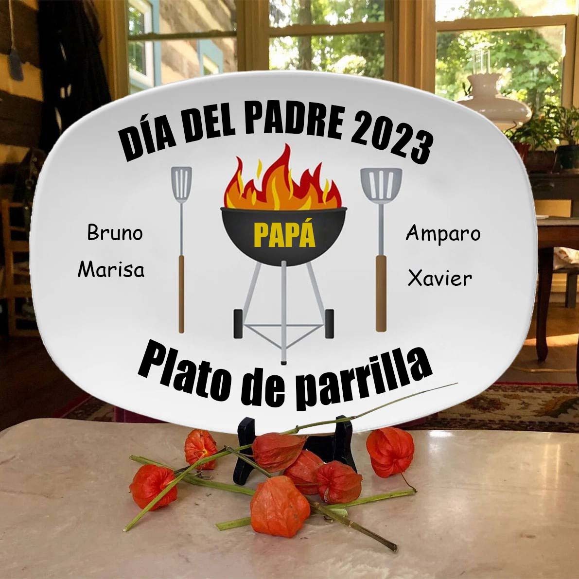 Plato para asar a la parrilla personalizado de papá Regalo para el Día del Padre