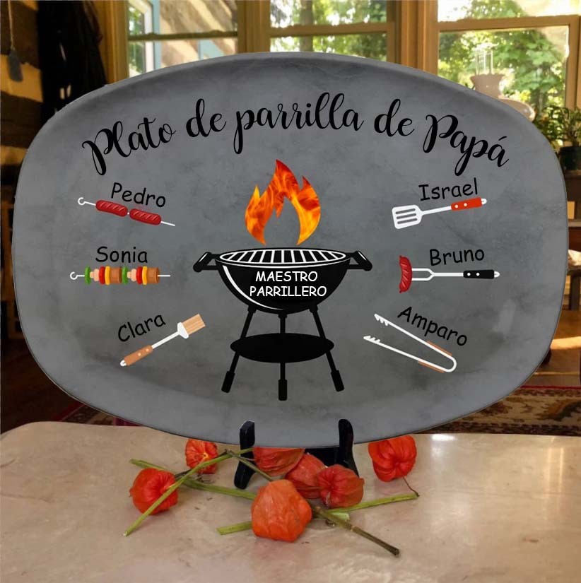 Plato para asar a la parrilla personalizado de papá Regalo para el Día del Padre