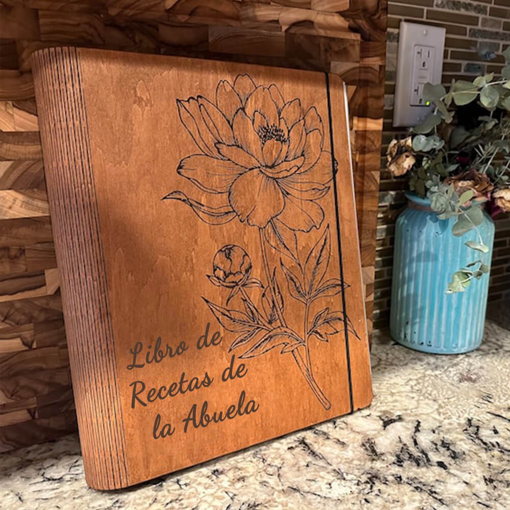 Libro de recetas de madera familiar personalizado Regalo del día de Navidad