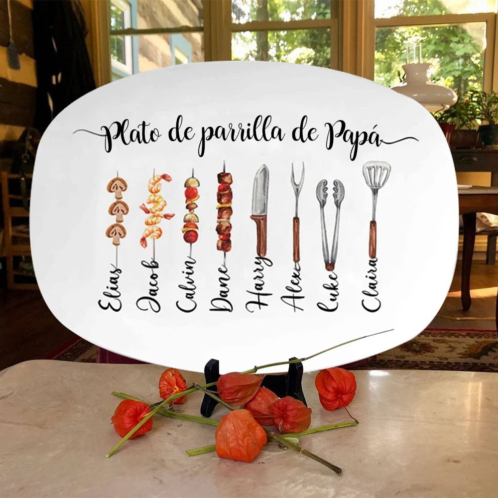Plato para asar a la parrilla personalizado de papá Regalo para el Día del Padre