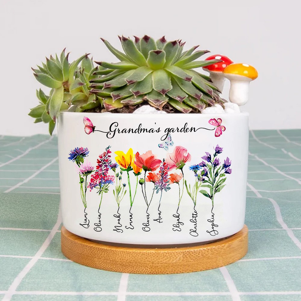 Mini macetas para plantas suculentas personalizadas para el jardín de la abuela, maceta para flores de nacimiento, regalo para el día de la madre