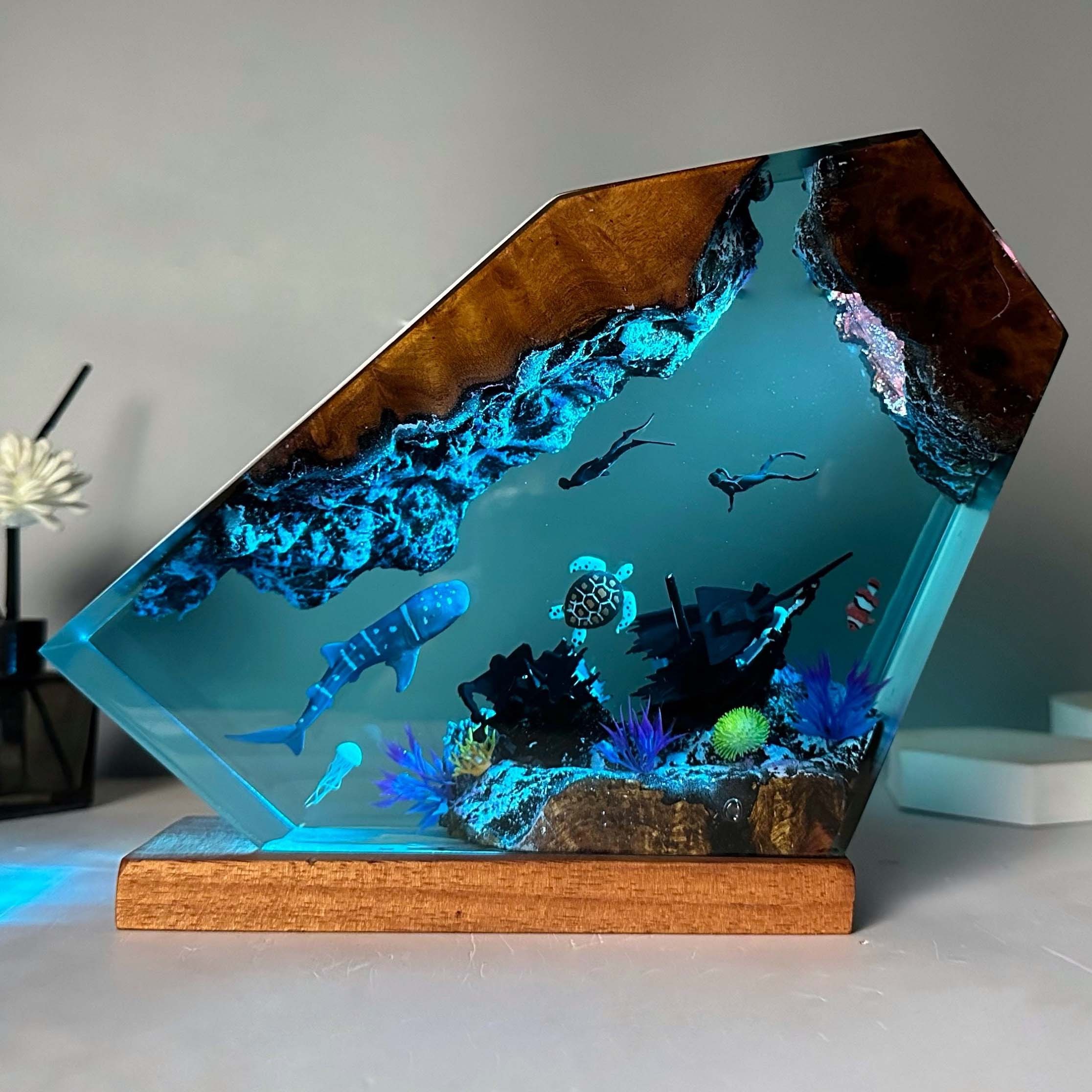 ¡¡Gran venta!! Luz nocturna de resina epoxi oceánica