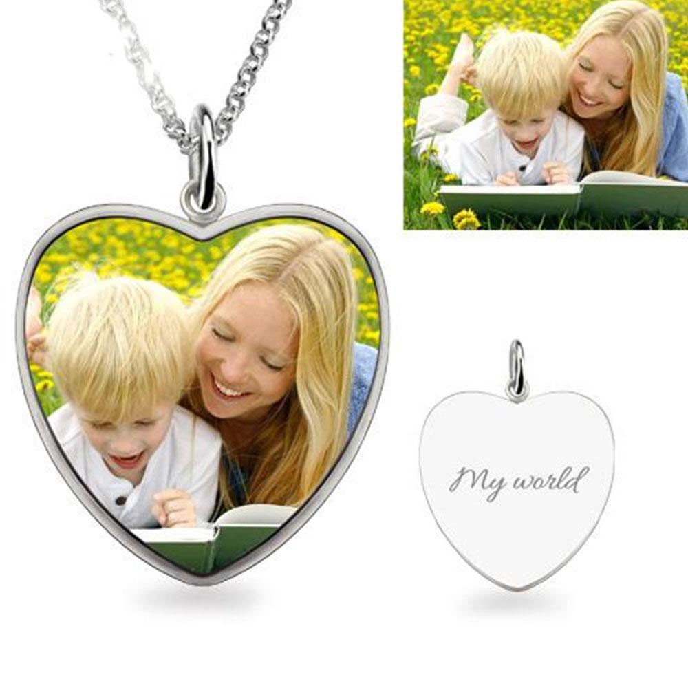 Collar con foto grabable personalizado de corazón
