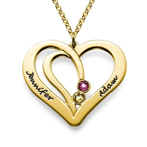 Collar grabado con piedra natal para parejas