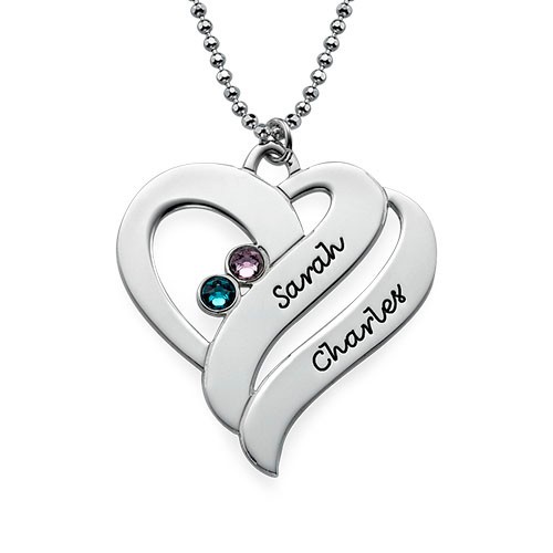 Collar Two Hearts Forever One con piedras de nacimiento