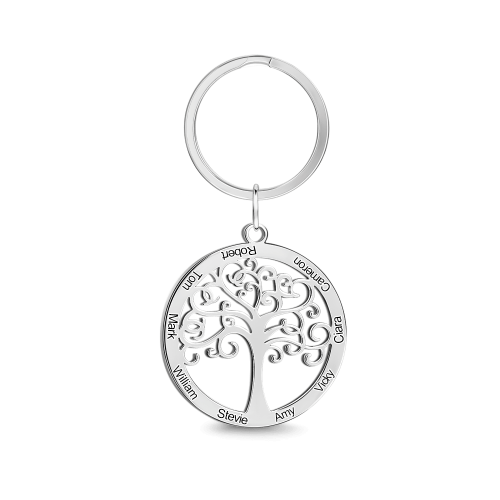 Llavero con grabado de árbol genealógico