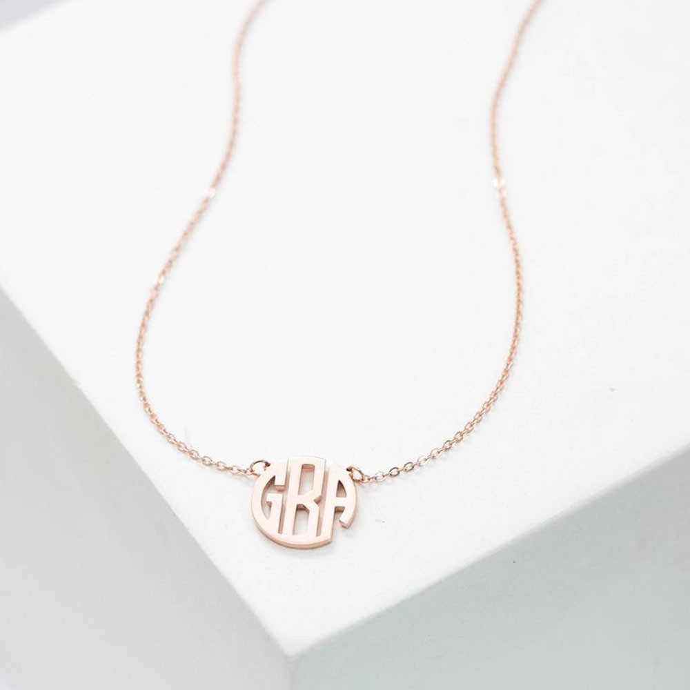 Collar delicado con monograma | De encargo de las iniciales del monograma del bloque | Joyas con nombre personalizado
