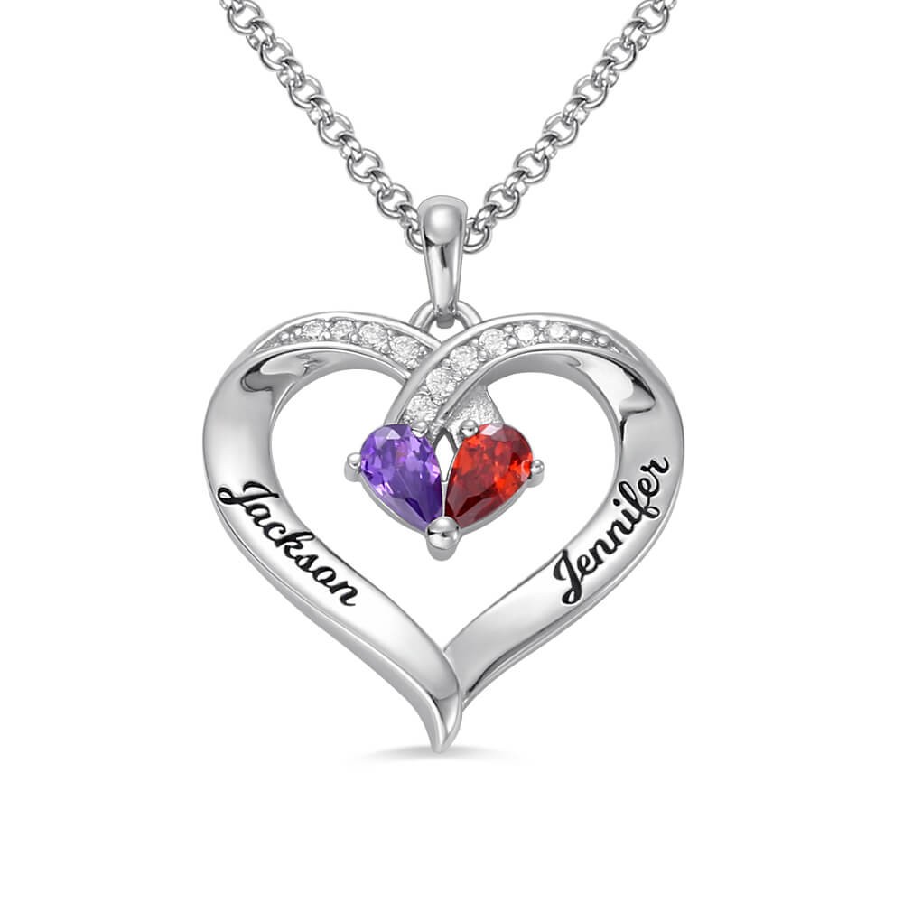 Collar con piedra natal grabada Forever Together