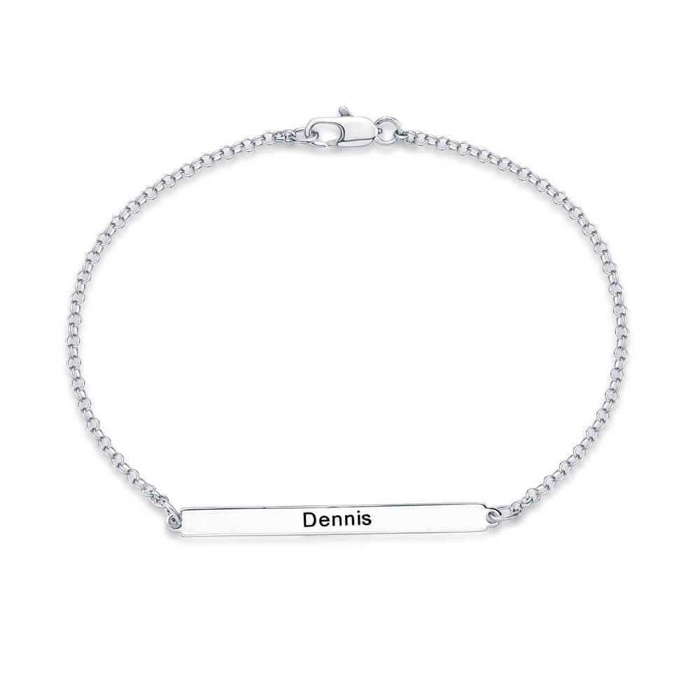 Pulsera personalizada con barra de plata con piedra natal