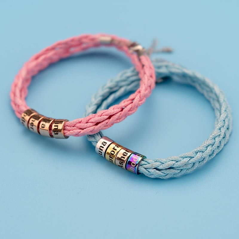 Pulsera de correa de abalorios personalizada Unsex con 1-10 nombres en 6 colores regalo del día del padre