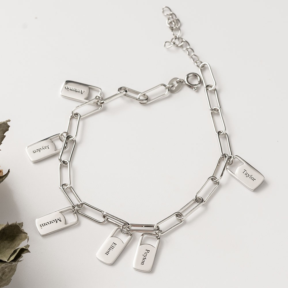 Pulsera de eslabones de cadena con 1-6 amuletos personalizados
