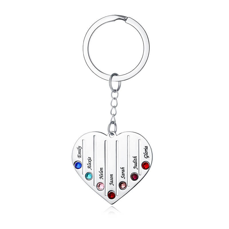 Grabado de nombres personalizados de 1 a 7 con llavero de piedra natal, regalo para el día de la madre