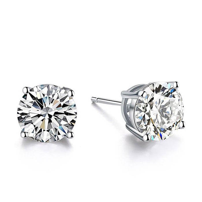 Aretes redondos de zafiro blanco