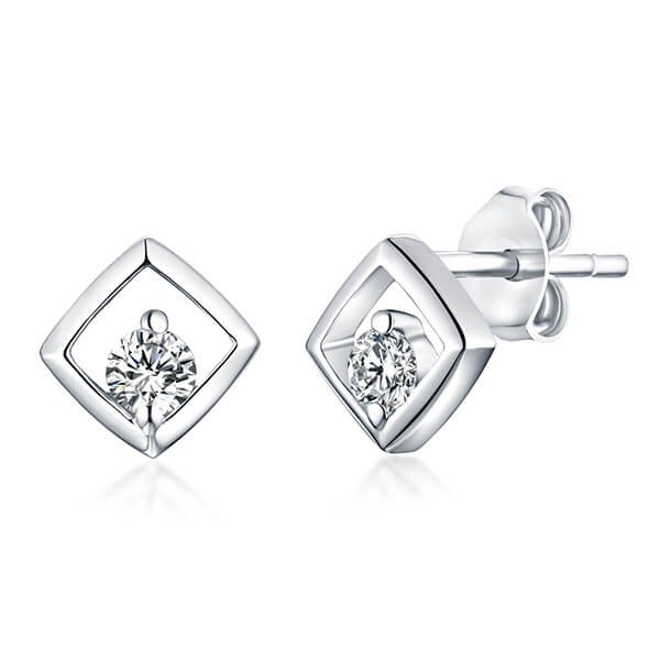 Aretes cuadrados de piedras preciosas personalizadas en plata de ley