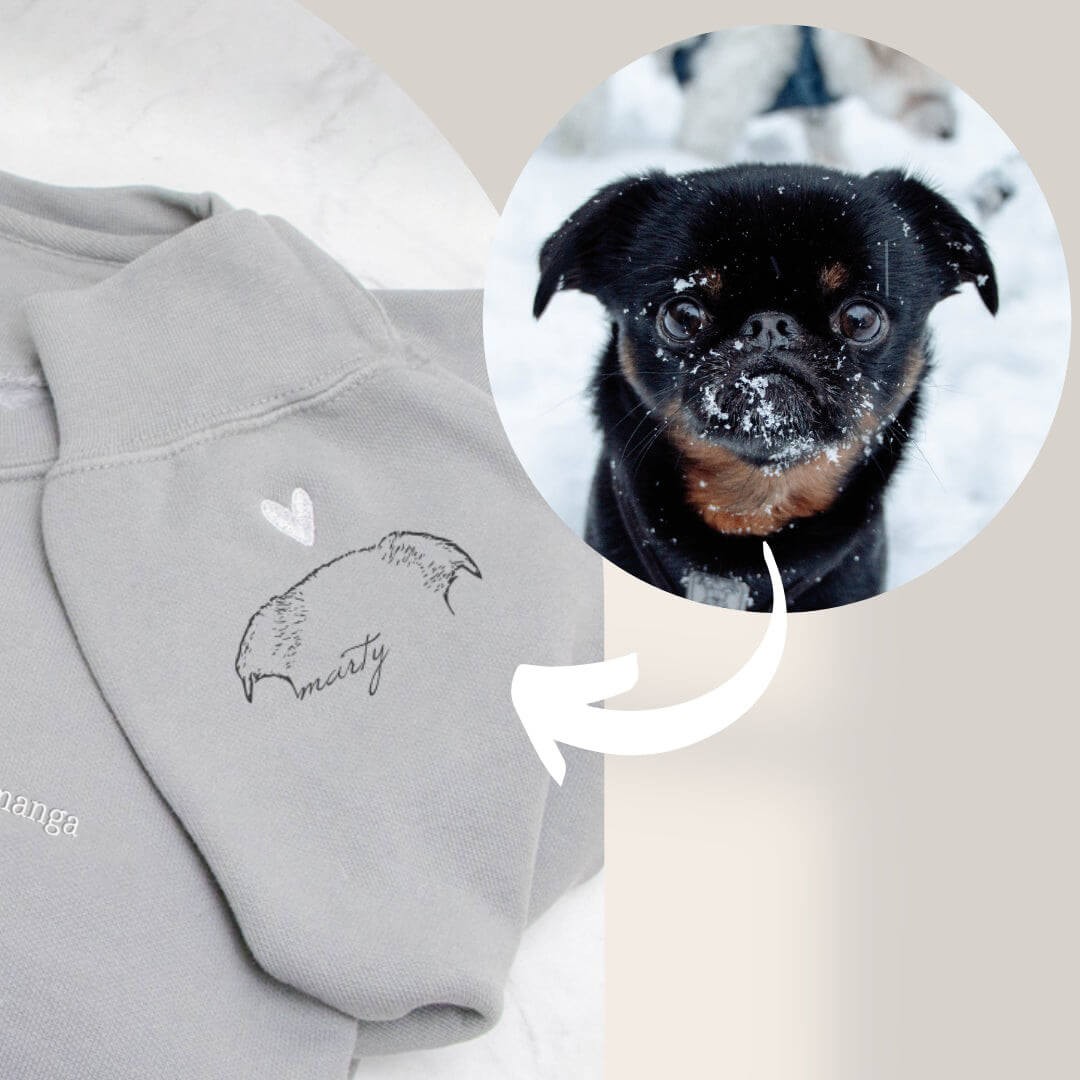 Venta caliente ❗❗Personalizado "Llevo el corazón en la manga" Bordado Crewneck Con Orejas De Perro Gato Cualquier mascota Orejas Regalo Para Pet Lover