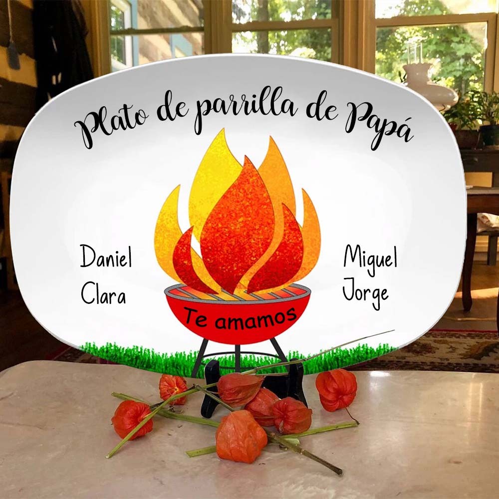 Plato para asar a la parrilla personalizado de papá Regalo para el Día del Padre
