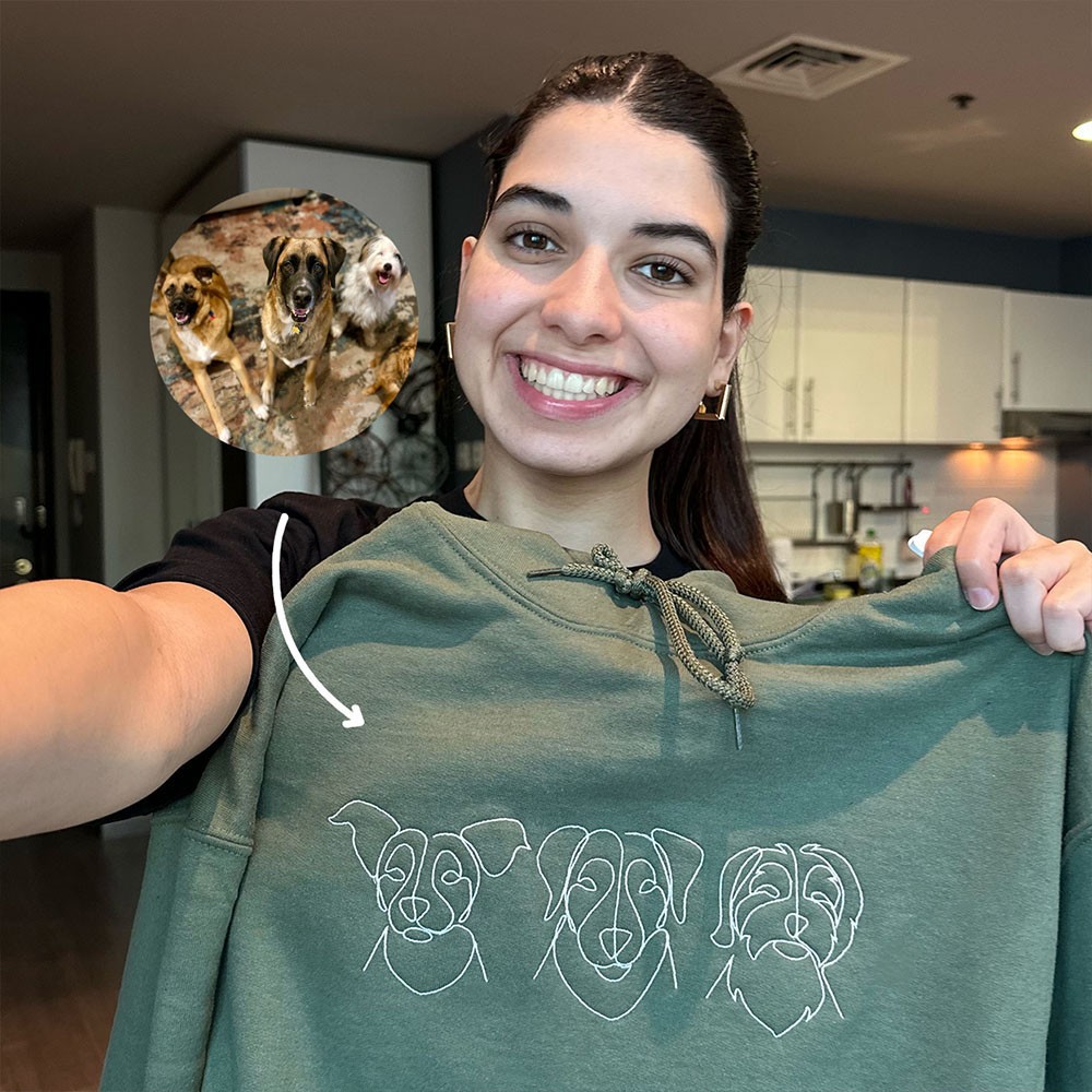 Venta caliente ❗❗Personalizado bordado mascota contorno suéter sudadera con capucha regalo para mascota amante de la pareja