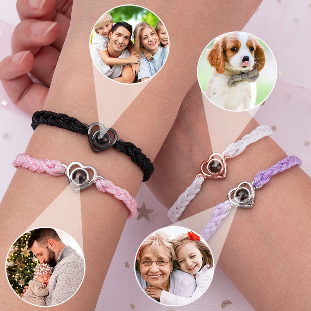 Pulsera de proyección de fotos conmemorativa personalizada, regalo familiar de Navidad para mamá, papá, abuela
