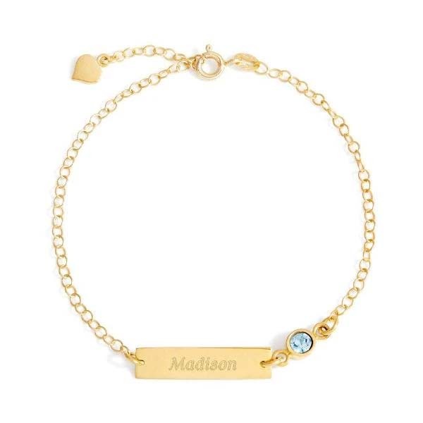 Tobillera grabada con piedra natal personalizada ajustable