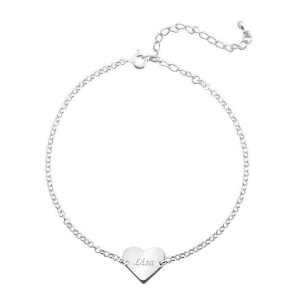 Tobillera de corazón personalizada ajustable