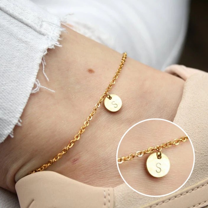Tobillera inicial personalizada ajustable con 1-8 dijes