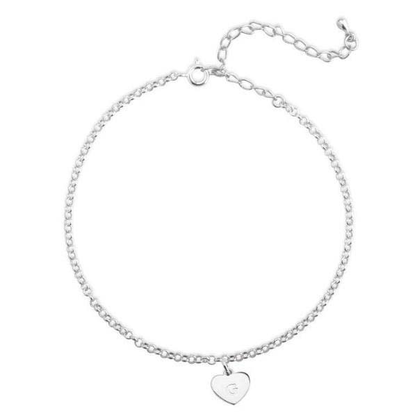Tobillera de corazón personalizada con inicial ajustable