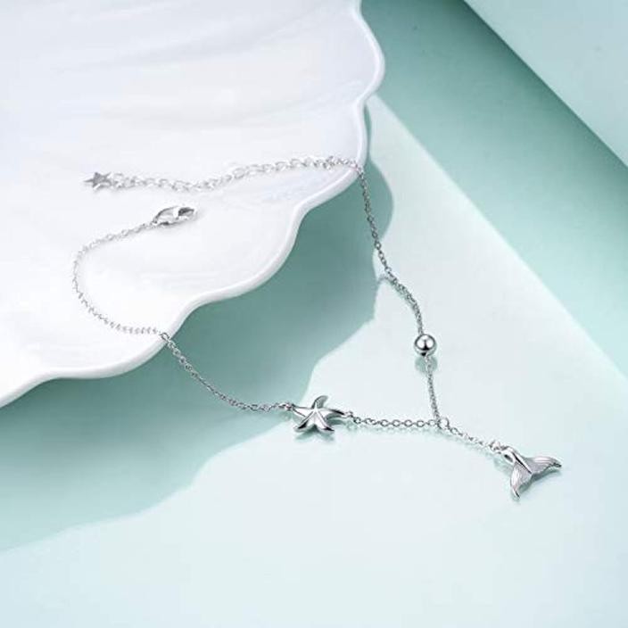 Tobillera de estrella de mar de sirena para mujeres niñas cadena ajustable tobillo de pie joyería de verano