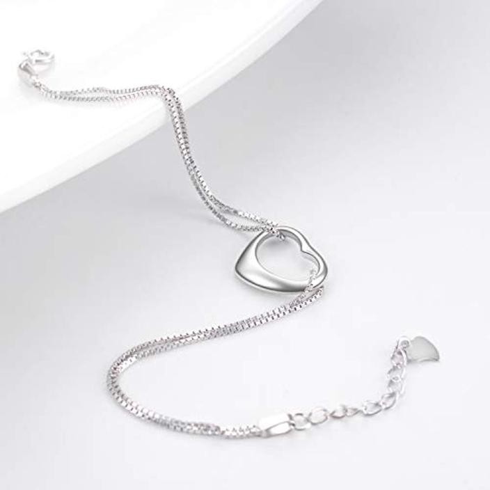 Tobillo Corazón Charm Pulsera Plata Esterlina Tobillera Cadena Pulsera Playa Pie Joyas para Mujer
