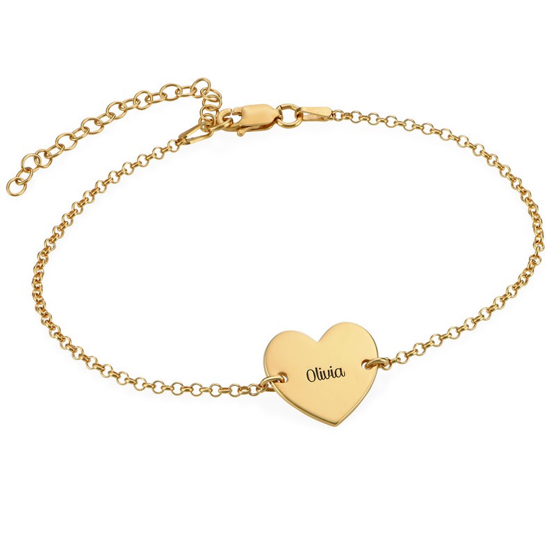 Tobillera personalizada con dije de corazón grabado