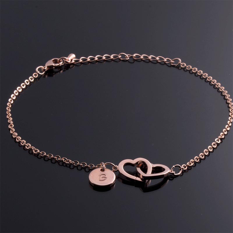 Tobillera Personalizada Corazones Dobles