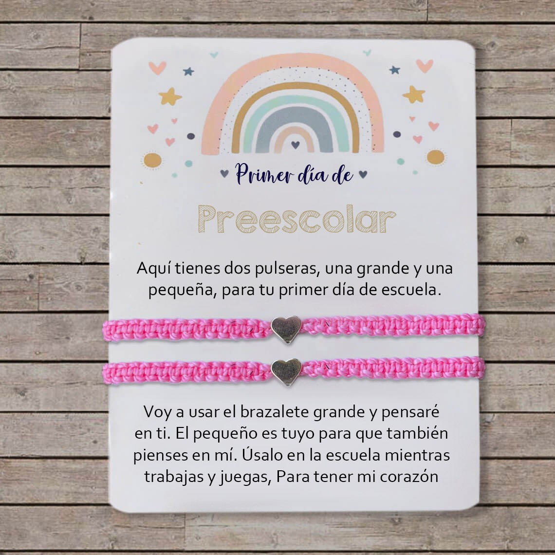 Primer día de Primer grado pulsera escolar, pulseras a juego, pulseras de corazón