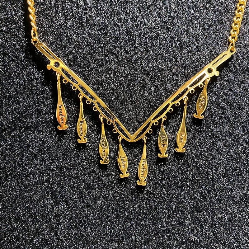 Collar con colgante de cebo de pesca personalizado para regalo del día del padre con grabado de 1 a 20 nombres