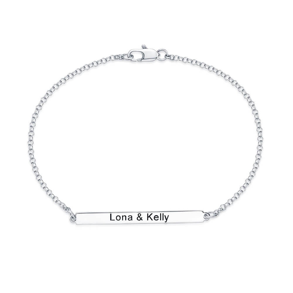 Pulsera con placa de identificación personalizada en plata de ley