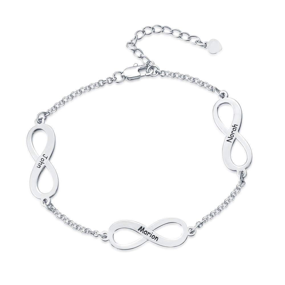Pulsera Infinity Charm personalizada con 1-4 nombres