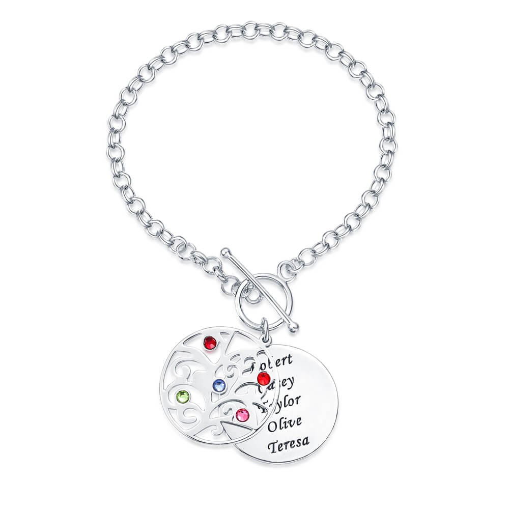 Pulsera de abalorios personalizada con 1-5 nombres y piedra de nacimiento
