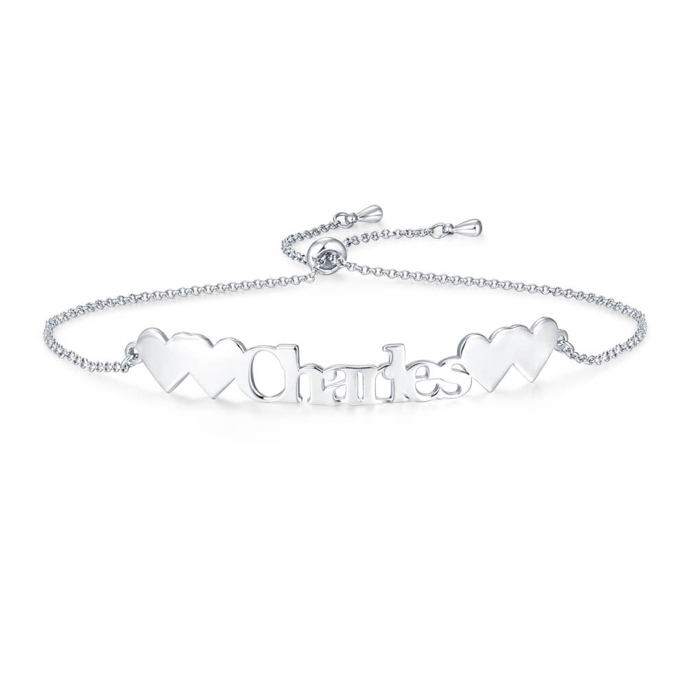 Pulsera con nombre personalizado en plata | Longitud ajustable