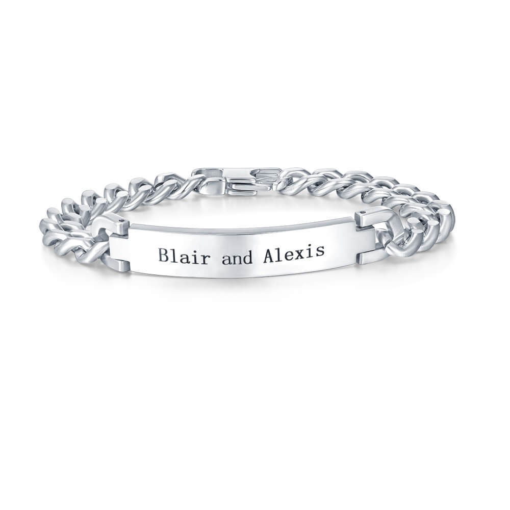 Pulsera de identificación personalizada para hombre con grabado