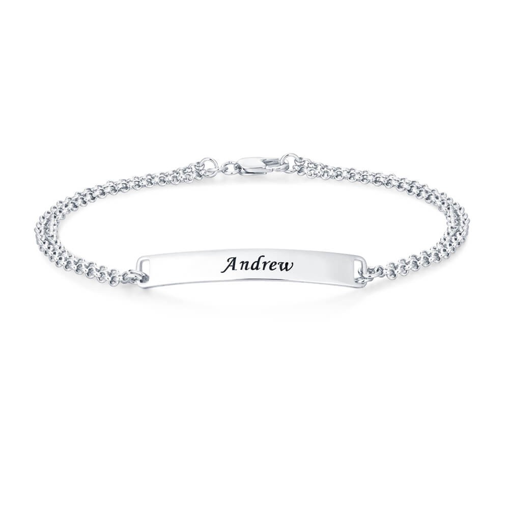 Pulsera chapada en oro con barra de nombre grabable